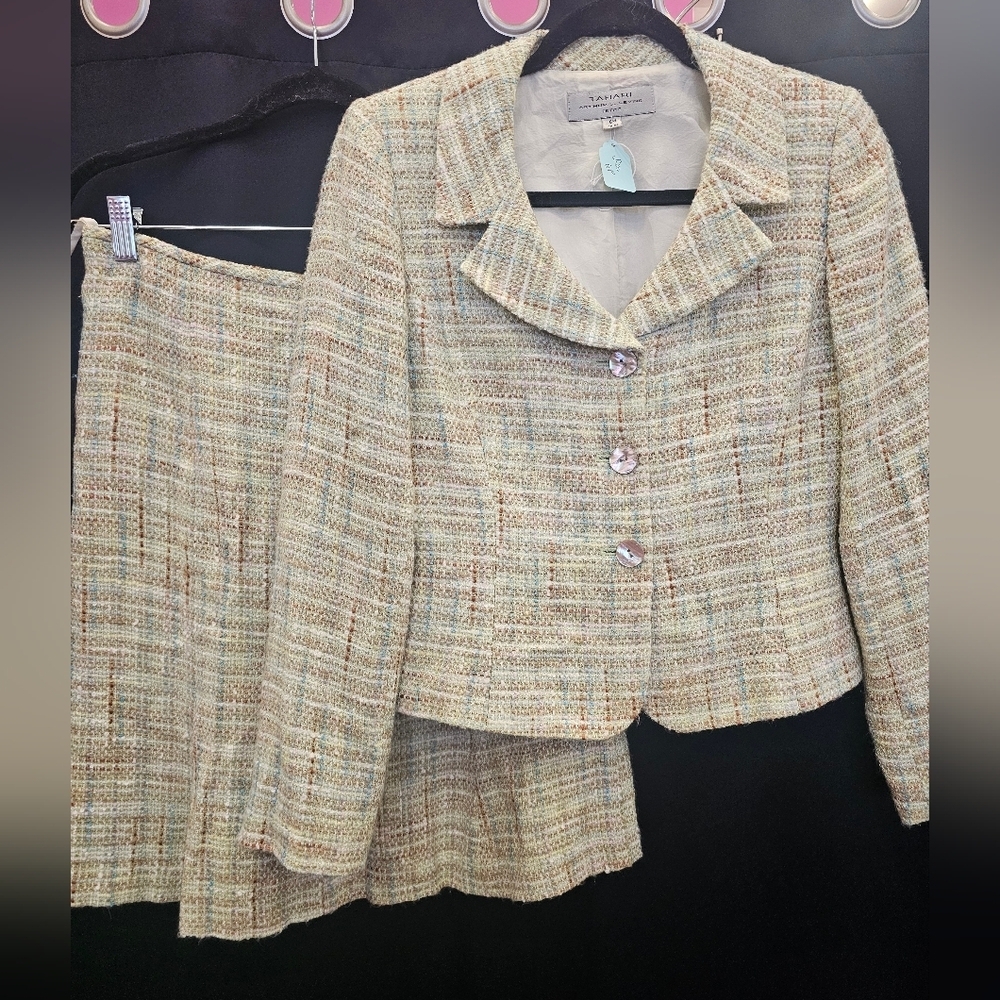 Elegant, Tweed, Skirt, blazer, clueless, office, casual, set, 2000s, 90s, Y2k